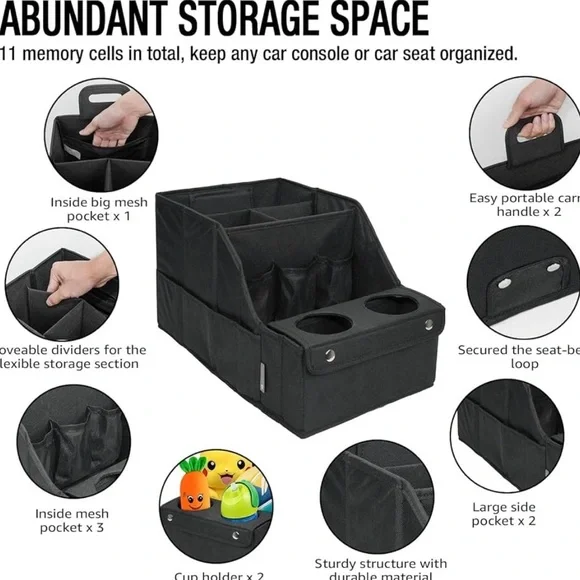 Black Car Seat Organizer - Picture 5 of 8